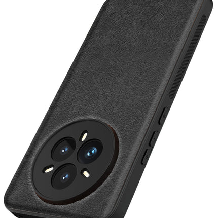 Kapa Tux Leather Back Cover for Realme 14 Pro+ (Plus) 5G | Slim Shockproof Camera Protection Bumper Case (Black) - Mobizang