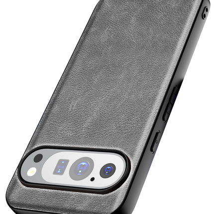 Kapa Tux Leather Back Cover for Google Pixel 9 / Pixel 9 PRO | Slim Shockproof Camera Protection Bumper Case (Grey) - Mobizang