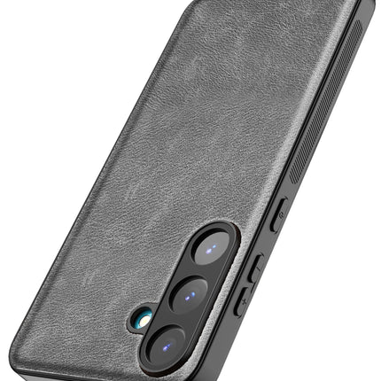Kapa Tux Leather Back Cover for Samsung Galaxy S25 Plus | Slim Shockproof Camera Protection Bumper Case (Grey) - Mobizang