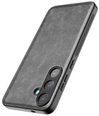 Kapa Tux Leather Back Cover for Samsung Galaxy S25 Plus | Slim Shockproof Camera Protection Bumper Case (Grey) - Mobizang