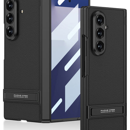 Kapa Leather Case with Stand and Hinge Protection Back Cover for Samsung Galaxy Z Fold7 / Fold 7 | Ultra Thin Full Body Protection Hard Cover (Black)