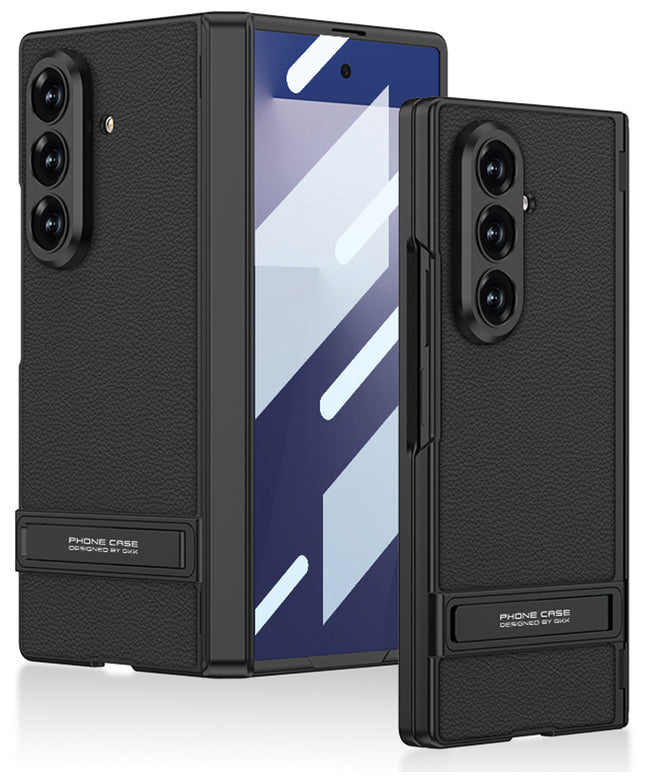 Kapa Leather Case with Stand and Hinge Protection Back Cover for Samsung Galaxy Z Fold7 / Fold 7 | Ultra Thin Full Body Protection Hard Cover (Black)