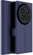 Kapa Noble Slim Magnetic Leather Flip Case Cover for Vivo X300 Pro 5G | Card Holder Stand Flip Wallet Case (Blue)