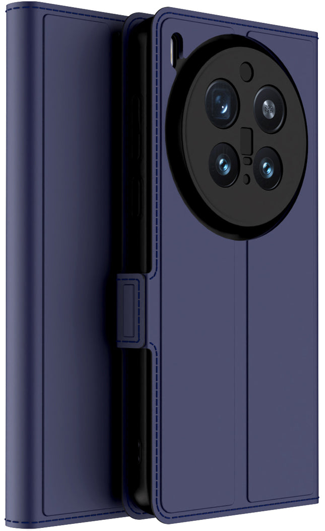 Kapa Noble Slim Magnetic Leather Flip Case Cover for Vivo X300 Pro 5G | Card Holder Stand Flip Wallet Case (Blue)