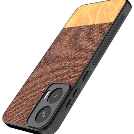 Kapa Soft Fabric & Leather Hybrid Protective Back Cover for Moto G35 | Shockproof Slim Hard Anti Slip Back Case (Brown)