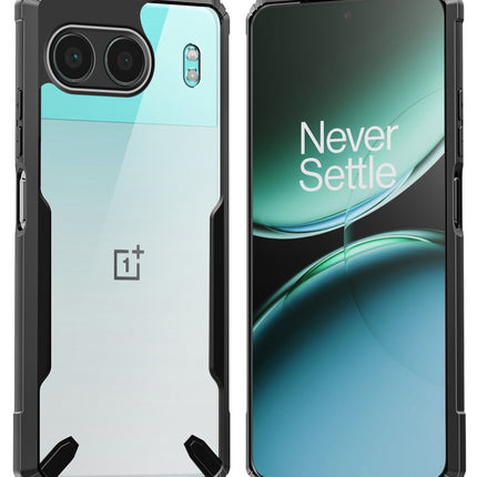 Kapa Bull Clear Back Cover for OnePlus Nord 4 | [Military Grade Protection] Shock Proof Slim Hybrid Bumper Case (Black)