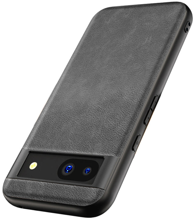 Kapa Tux Leather Back Cover for Google Pixel 8A | Slim Shockproof Camera Protection Bumper Case (Grey)