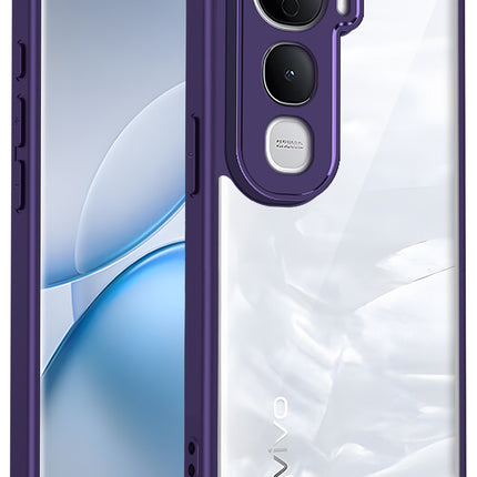 Kapa Hawkeye Clear Slim Tough Back Cover for Vivo Y400 Pro 5G | Camera Lens Protector Anti Yellow Shockproof Clear Hybrid Case Cover (Purple Sides) - Mobizang