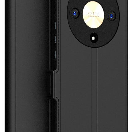 Kapa Noble Slim Magnetic Leather Flip Case Cover for Honor X9B (5G) | Card Holder Stand Flip Wallet Case (Black)