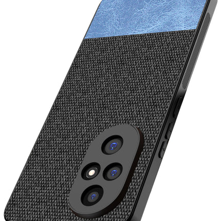Kapa Soft Fabric & Leather Hybrid Protective Back Cover for Honor 200 Pro (5G) | Shockproof Slim Hard Anti Slip Back Case (Black,Blue) - Mobizang