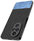 Kapa Soft Fabric & Leather Hybrid Protective Back Cover for Honor 200 Pro (5G) | Shockproof Slim Hard Anti Slip Back Case (Black,Blue) - Mobizang