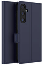 Kapa Noble Slim Magnetic Leather Flip Case Cover for Samsung Galaxy M55 / F55 | Card Holder Stand Flip Wallet Case (Blue)