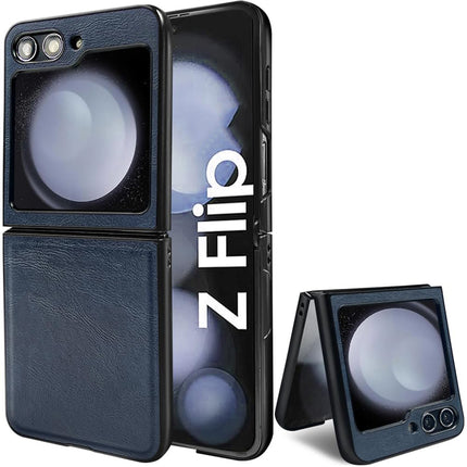 Kapa Tux Leather Back Cover for Samsung Galaxy Z Flip 6 | Slim Shockproof Camera Protection Bumper Case (Blue)