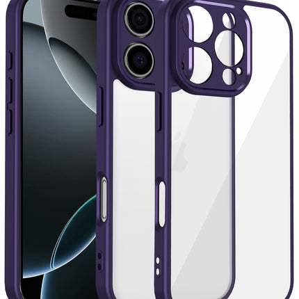 Kapa Hawkeye Clear Back Cover for Apple iPhone 16 Pro | Camera Lens Protector Shockproof Slim Clear Case Cover (Purple Sides) - Mobizang