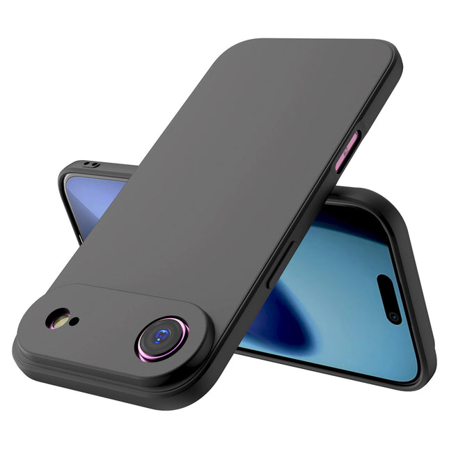Kapa Matte Protective Lens Flexible Back Cover for Apple iPhone 17 Air | Slim Silicone with Soft Lining Shockproof Full Body Bumper Case (Black)