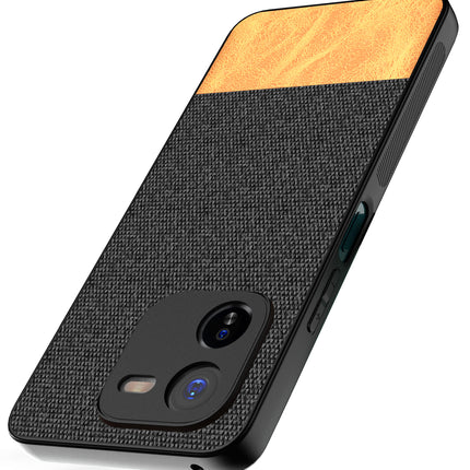 Kapa Soft Fabric & Leather Hybrid Protective Back Cover for IQOO Z9X | Shockproof Slim Hard Anti Slip Back Case (Black,Brown)