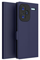 Kapa Noble Slim Magnetic Leather Flip Case Cover for Redmi Note 13 Pro Plus (5G) | Card Holder Stand Flip Wallet Case (Blue)