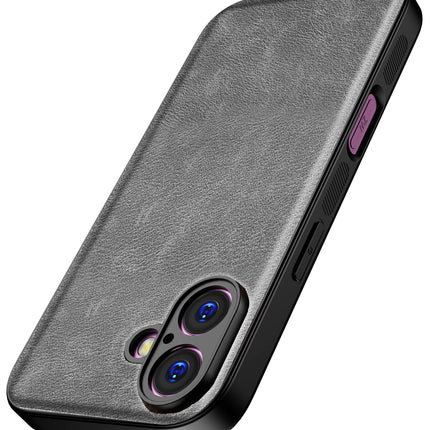 Kapa Tux Leather Back Cover for Apple iPhone 17 | Slim Shockproof Camera Protection Bumper Case (Grey)