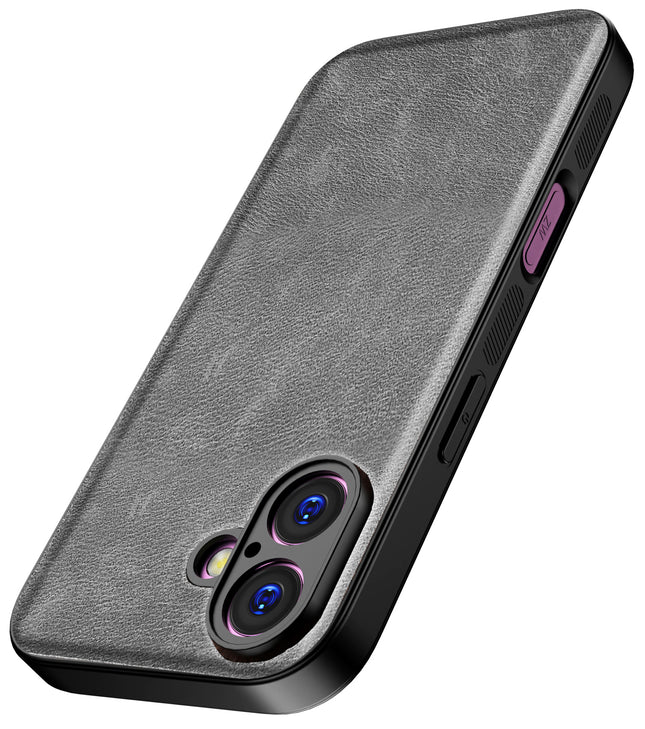 Kapa Tux Leather Back Cover for Apple iPhone 17 | Slim Shockproof Camera Protection Bumper Case (Grey)