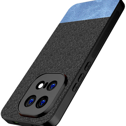 Kapa Soft Fabric & Leather Hybrid Protective Back Cover for IQOO 15 5G | Shockproof Slim Hard Anti Slip Back Case (Black,Blue)
