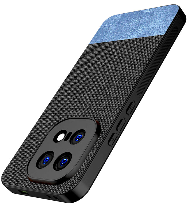Kapa Soft Fabric & Leather Hybrid Protective Back Cover for IQOO 15 5G | Shockproof Slim Hard Anti Slip Back Case (Black,Blue)