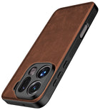 Kapa Tux Leather Back Cover for Oppo Find X9 Pro | Slim Shockproof Camera Protection Bumper Case (Brown) - Mobizang