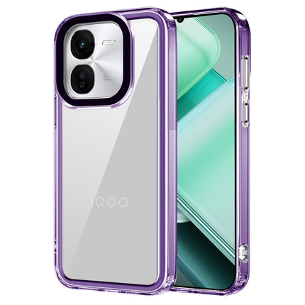Kapa Warrior Acrylic Clear Back Cover For IQOO Z9X | Slim Shockproof [Military Grade Protection] Hybrid Bumper Case (Purple Sides)