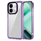 Kapa Warrior Acrylic Clear Back Cover For IQOO Z9X | Slim Shockproof [Military Grade Protection] Hybrid Bumper Case (Purple Sides)