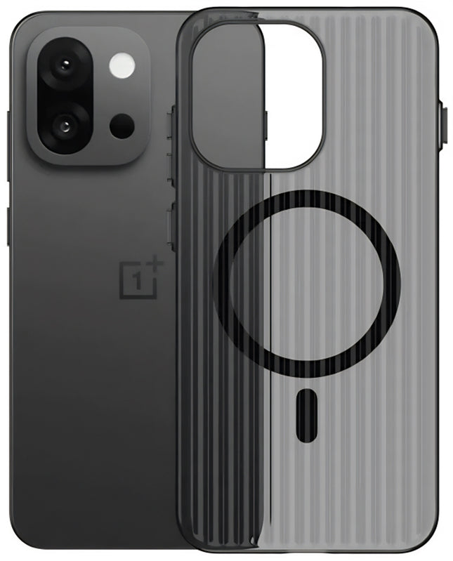 Kapa Wave Magnetic Frosted Grip Back Cover for OnePlus 13S | [MagSafe Compatible] Wireless charging, Slim, Metal Buttons Matte Finish Back Case (Grey) - Mobizang