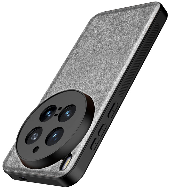 Kapa Tux Leather Back Cover for Vivo X300 Pro 5G | Slim Shockproof Camera Protection Bumper Case (Grey)