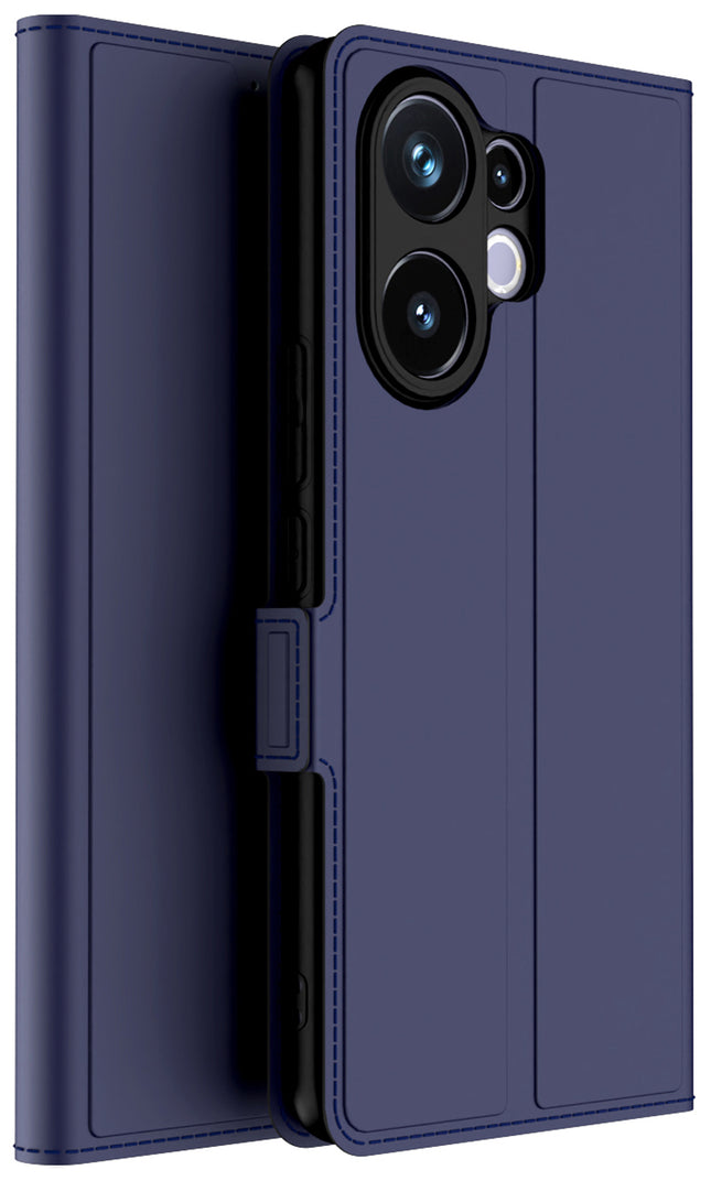 Kapa Noble Slim Magnetic Leather Flip Case Cover for Vivo V60 / V60e / Vivo T4 Pro 5G | Card Holder Stand Flip Wallet Case (Blue) - Mobizang