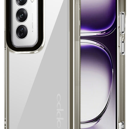 Kapa Warrior Acrylic Clear Back Cover For Oppo Reno 12 (5G) | Slim Shockproof [Military Grade Protection] Hybrid Bumper Case (Grey Sides) - Mobizang