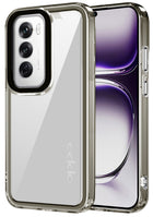 Kapa Warrior Acrylic Clear Back Cover For Oppo Reno 12 (5G) | Slim Shockproof [Military Grade Protection] Hybrid Bumper Case (Grey Sides) - Mobizang