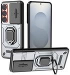 Kapa Armor Slider Back Cover for Samsung Galaxy S26 | Inbuilt Ring + Camera Slider Shockproof Lens Protection Bumper Back Case (Grey)