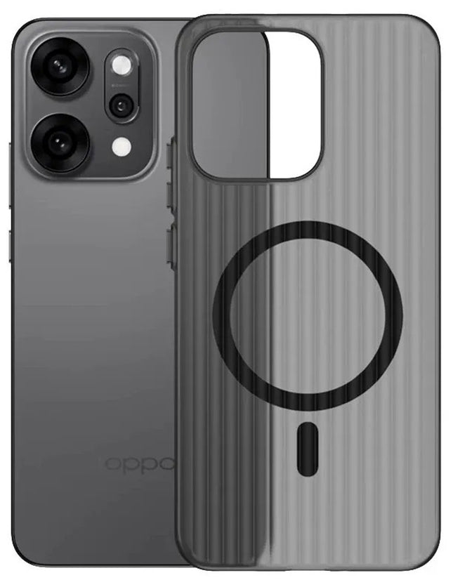 Kapa Wave Magnetic Frosted Grip Back Cover for Oppo Reno 14 Pro 5G | [MagSafe Compatible] Wireless charging, Slim, Metal Buttons Matte Finish Back Case (Grey)