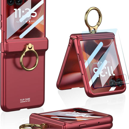 Kapa Magnetic Hinge and Ring Back Cover for Motorola Razr 60 Ultra | Ultra Thin Shockproof Slim Hard Protective Case (Wine Red)