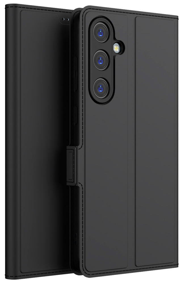 Kapa Noble Slim Magnetic Leather Flip Case Cover for Samsung Galaxy S24 FE | Card Holder Stand Flip Wallet Case (Black) - Mobizang