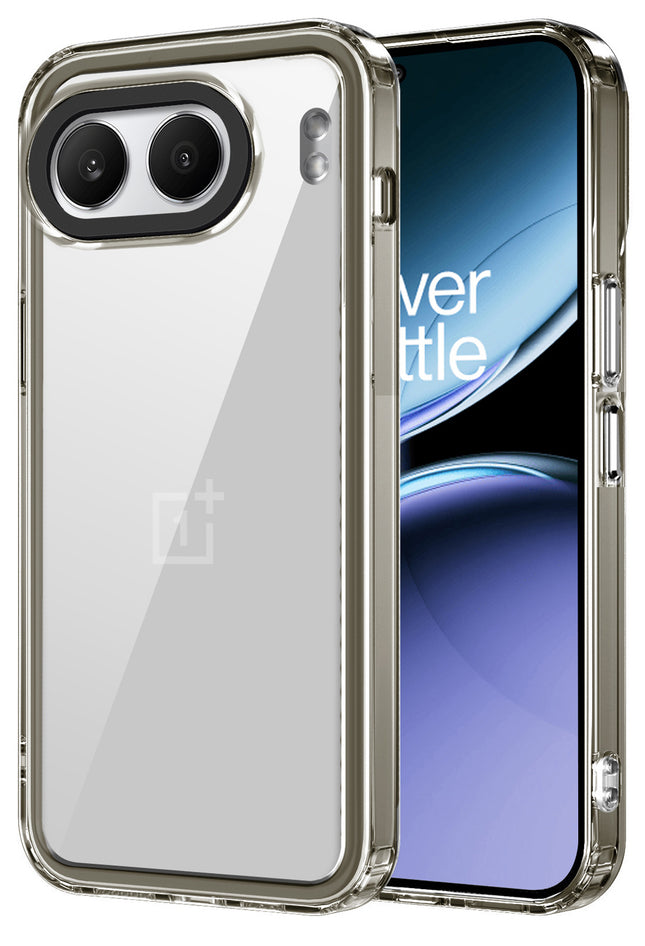 Kapa Warrior Acrylic Clear Back Cover For OnePlus Nord 4 | Slim Shockproof [Military Grade Protection] Hybrid Bumper Case (Grey Sides)