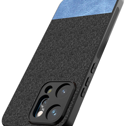 Kapa Soft Fabric & Leather Hybrid Protective Back Cover for Oppo Reno 14 PRO 5G | Shockproof Slim Hard Anti Slip Back Case (Black,Blue)