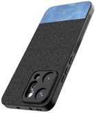Kapa Soft Fabric & Leather Hybrid Protective Back Cover for Oppo Reno 14 PRO 5G | Shockproof Slim Hard Anti Slip Back Case (Black,Blue)
