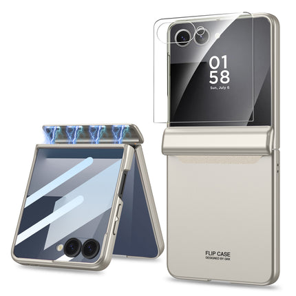 Kapa Ultra Thin Back Cover for Galaxy Z Flip7 / Z Flip 7 | with [Magnetic Hinge Protection] and Inbuilt Glass Window Protection (Titanium)