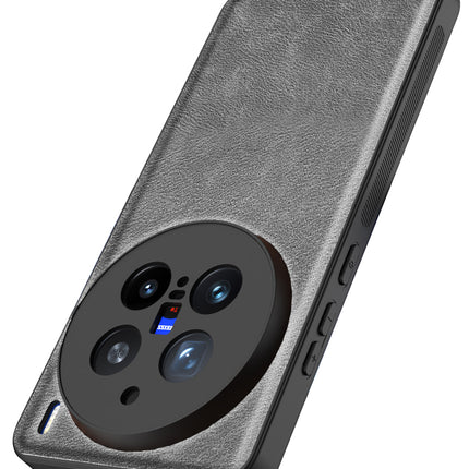 Kapa Tux Leather Back Cover for Vivo X200 Pro (5G) | Slim Shockproof Camera Protection Bumper Case (Grey) - Mobizang