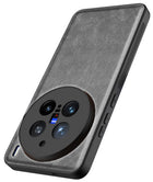 Kapa Tux Leather Back Cover for Vivo X200 Pro (5G) | Slim Shockproof Camera Protection Bumper Case (Grey) - Mobizang