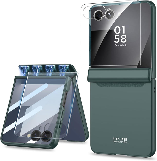Kapa Ultra Thin Back Cover for Galaxy Z Flip7 / Z Flip 7 | with [Magnetic Hinge Protection] and Inbuilt Glass Window Protection (Green) - Mobizang