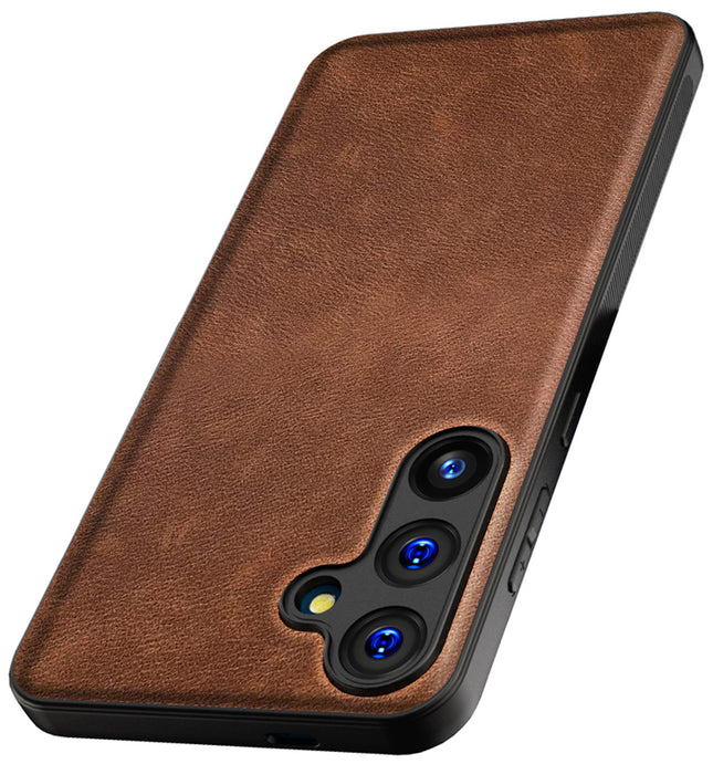 Kapa Tux Leather Back Cover for Samsung Galaxy M55 / F55 | Slim Shockproof Camera Protection Bumper Case (Brown)