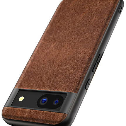 Kapa Tux Leather Back Cover for Google Pixel 8A | Slim Shockproof Camera Protection Bumper Case (Brown) - Mobizang