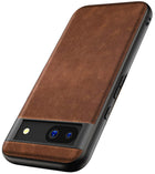Kapa Tux Leather Back Cover for Google Pixel 8A | Slim Shockproof Camera Protection Bumper Case (Brown) - Mobizang