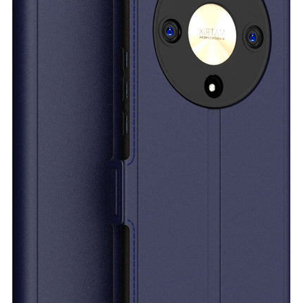 Kapa Noble Slim Magnetic Leather Flip Case Cover for Honor X9B (5G) | Card Holder Stand Flip Wallet Case (Blue)