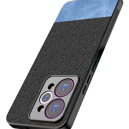 Kapa Soft Fabric & Leather Hybrid Protective Back Cover for Realme 15 Pro 5G | Shockproof Slim Hard Anti Slip Back Case (Black,Blue)