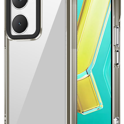 Kapa Warrior Acrylic Clear Back Cover For Iqoo Z9 Lite | Slim Shockproof [Military Grade Protection] Hybrid Bumper Case (Grey Sides)